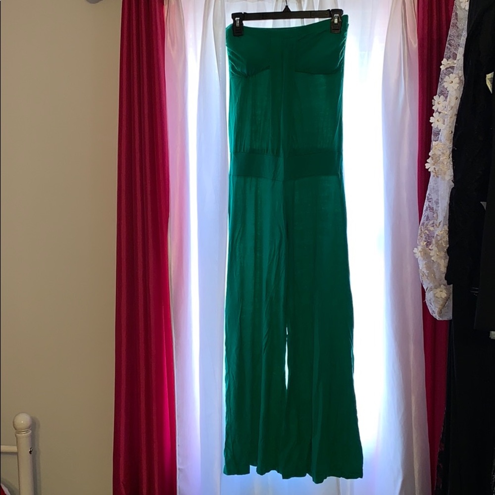 Green strapless jumpsuit